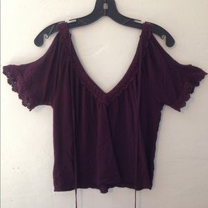 Burgundy Off the Shoulder Top